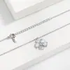 Colgante de Flor de Cobre Blanco Chapado en Oro Estilo Coreano con Moissanita, Cadena para Clavícula Versátil de Lujo Ligero, Venta al por Mayor de Fábrica en Stock, Personalizable