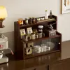 Gabinete de almacenamiento para encimera de cocina con puertas, estante de almacenamiento para condimentos, estante de almacenamiento por capas, gabinete multifuncional