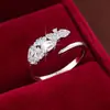 Anillo de Cobre Incrustado con Circonita Transfronterizo, Anillo de Diseño Moderno y Sencillo Estilo Ins, Anillo de Cola Ajustable de Alta Gama, Venta Directa del Fabricante