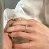 Anillo Abierto Estilo Minimalista Plata Brillante Imitación Concha Ojo de Gato, Joyería de Anillo Sencillo para el Dedo Índice de Personalidad para el Viaje Diario
