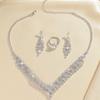 Suministro transfronterizo europeo y americano, elegante collar de lujo con brillantes diamantes de imitación, pendientes, joyería con borlas a juego para mujer.