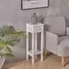 Mesa Auxiliar Lateral de Bambú Hueco Estilo Francés para Pasillo Mesita de Noche Mesa Auxiliar de Sala de Estar Dormitorio Estante Decorativo Estante Transfronterizo