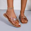 Sandalias Casuales Holgazanas de Exportación Europea y Americana para Mujer, Nuevas Sandalias de Playa Planas Ligeras con Hebilla Metálica de Verano