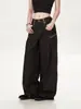 Jeans retro de pierna ancha con estampado de serpiente estilo americano para hombre, nuevo diseño de otoño, pantalones negros holgados únicos y elegantes