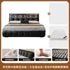 Lujo Ligero Italiano Hebilla Completamente Cubierta Cama de Cuero Marrón Oscuro Acolchado Suave De Pie Cama Doble Dormitorio Principal Cama Plana Grande Cama de Boda