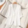 Chaqueta de Traje de Calle Frita Reductora de Edad Ajustada en Primavera y Verano Talla Grande MM Gordo 200 Jin Delgado Manga Siete Puntos Traje para Mujer 1801