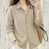 Top adelgazante de mujer de mediana edad con doble botón, gasa de algodón puro, cárdigan fino de manga larga para primavera, verano y principios de otoño