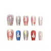 Parche de Uñas Casual con Gradiente con Forma de Perro de Dibujos Animados y Ballet 10 Piezas Uñas Portátiles Hechas a Mano Codificadas