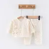 Conjunto de Ropa Interior para Bebé al por Mayor Tipo Algodón Puro Ropa de Otoño para Recién Nacidos y Conjunto de Pantalones Largos 0-6 Meses Conjunto Abierto de Dos Piezas para Bebé