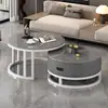 Mesa de Centro Redonda em Pedra Sinterizada Estilo Italiano de Alto Padrão para Sala de Estar de Apartamento Pequeno Conjunto de Mesas Moderno Minimalista de Luxo Leve Popular