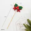 NUCHI Decoración Navideña Transfronteriza Adorno de Palo con Lazo Navideño Decoración de Hoja con Baya Roja para Árbol de Navidad