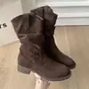 Primer Encuentro Ji Chun Gen Botas Martin de Suela Gruesa para Mujer 2026 Nuevas Botas de Media Caña Plisadas Apiladas Verano Otoño Botas Cortas Ajustadas