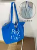 Bolsa Coreana de Nailon Dopamina Doble Cara Estilo Perezoso Rayas de Colores Estampado de Letras Simple Bolsa para Estudiantes y Viajeros
