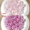 Cuentas Redondas de Resina Color Rosa Perlado con Núcleo de Cereza 'Fireworks', Agujeros Rectos, Cuentas Sueltas para Pulseras DIY, Accesorios para Llaveros