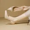 [Procesamiento Personalizado] Zapatos de Tacón Alto con Plataforma Impermeables, Tacones de Aguja de Charol, Punta Fina, Moño, Sandalias de Punta Cerrada, Zapatos de Tacón Alto Personalizados
