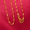 Joyería de oro arena chapada en oro color 24K collar para dama cadena ola de agua cadena hueso de serpiente cobre chapado en oro cadena de labio delgada al por mayor