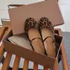 Versión de piel de oveja~Zapatos planos de ballet para mujer de un solo tirante estilo francés, piel genuina con estampado de leopardo, zapatos Mary Jane de suela blanda, zapatos de pala