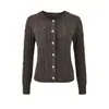 Jaqueta Cardigan Retrô Tendência Estilo College Outono e Inverno Gola Redonda Tricô em Ponto Trançado Emagrecedor Curto