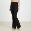 Pantalones de campana de yoga de cintura alta con bolsillo de solapa, ropa exterior deportiva y casual de ajuste delgado con canalé 2.0