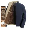 2026 Inverno Novo Masculino Veludo Grosso Acolchoado Quente Roupas de Algodão para Pais de Meia-idade e Idosos Gola Alta Jaqueta de Algodão Roupa Externa Masculina