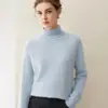 Suéter de cashmere 100% puro com gola alta para mulheres, nova cor sólida de outono e inverno, pulôver solto, camisa básica