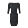 Vestido Americano de Un Hombro con Siete Mangas para Mujer Estilo Nuevo de Otoño Estilo Chica Caliente Color Sólido Ajustado a la Cintura Falda de Longitud Media que se Ajusta a la Cadera