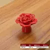 Manija de Gabinete Armario Cerámica Mango Flor Rosa Estilo Dibujos Animados Europeo Moderno Simple Colorida Manija Fabricante Mayorista