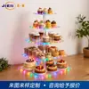 Soporte de Exhibición de Acrílico con Luz LED Cuadrada Transparente, Directo del Fabricante, Soporte de Acrílico para Pasteles, Soporte de Exhibición de Postres para Banquetes
