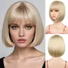 Peluca Transfronteriza Europea y Americana Natural para Mujer Cabello Corto Lacio Bob Flequillo al Aire Peluca Completa Esponjosa Cobertura Completa para la Cabeza