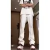 Jeans Rectos Blancos de Verano para Hombre Versátiles Cleanfit Calle Alta Americana Piernas Adelgazantes Alargadores de Pierna Pantalones Acampanados Modernos