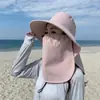 Chal Sombrero para Senderismo y Acampada, Nuevo Estilo de Verano Mascarilla Facial Multifuncional, Sombrero con Protección Solar que Cubre el Rostro para Mujeres, Sombrero de Sol de Ala Ancha para Exteriores