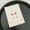 Conjunto de pendientes con aguja de plata s925, diseño de flor roja pequeña, con un toque de amor, fresco y dulce, con un corazón sencillo para niña.