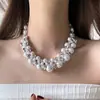Collar Gargantilla Vintage Resistente con Perlas y Pedrería para Mujer, Cadena para Clavícula Estilo de Corte, Cadena para el Cuello Elegante de Lujo Ligero Tendencia