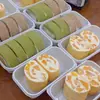 Caja de Empaque para Rollo de Pastel Rollo Suizo Japonés Corte Piel de Tigre Abrazo Rollo Postre Occidental Horneado Pastelería Caja de Pastel de Durazno