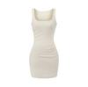 Vestido Tank Top Puro Desejo Sexy Decote Quadrado Sem Mangas Cintura Franzida Verão Novo Slim Fit Justo no Corpo Saia Curta Hot Girl