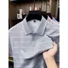 Camiseta Polo de Manga Corta Rayada Estampada Estilo Papá Transfronterizo para Hombres de Mediana Edad y Mayores Casual Holgada con Cuello Camisa Top de Abuelo Dropshipping