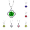 Elegante Colgante de Trébol de Peridoto Verde Cadena para Clavícula Coreano y Japonés Simple Cristal de Colores Accesorio de Collar Colgante de Trébol de la Suerte