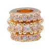 Cuentas huecas de circonita incrustada en oro de 14 quilates, cuentas de barril, accesorios para pulseras, collares, joyería tejida a mano, en stock, venta al por mayor