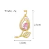[Oro Real de Cobre] Polvo de Tesoro Tulipán Moda Comercio Exterior Transfronterizo DIY Joyería Accesorios de Colgante Microincrustados de Circonio de Cobre