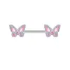 Amazon Transfronterizo Nuevo Modelo Mariposa con Incrustaciones de Circonita en Cobre Anillo para Pezón Stud para Pezón Acero Inoxidable Joyería para Piercing Anillo para Pezón