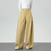 Pantalones anchos de color caqui para mujer, nueva colección otoño 2026, diseño estilo coreano, corte holgado, tela fluida, patchwork retro, pantalones casuales