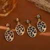 Falda de Moda con Estampado de Leopardo, Aretes en Forma de Corazón, Estilo Vintage Dorado, Joyería Transfronteriza Creativa Clásica de Nicho