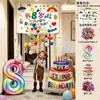 Montagem de cena de decoração de aniversário de menina, balões com o número da menina, celebração do 6º aniversário infantil, adereços para fotos do 5º aniversário com senso de cerimônia