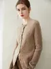 Cárdigan de punto de moda casual simple de cachemira 100% pura para mujer, cuello redondo, tejido de ochos, abrigo versátil nuevo para otoño e invierno