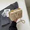 Mini Bolso de Cadena Estilo Francés para Mujer, Nuevo Modelo 2026, Bolso Cuadrado Pequeño, Bolso Caja de Tweed Estilo Chanel, Bolso Cruzado tipo Cubo