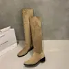 Botas de Outono de Verão Retrô Francês Aumento Interno da Altura Pessoas Baixas Marrom Botas Altas Botas Ocidentais Longas Botas de Cowboy Empilhadas Mulheres