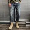 Calça Jeans Masculina Moda Outono Inverno Marca Fashionável Costura Reta Solta Casual Skinny Longa Estilo Coreano Moda Masculina