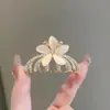 Presilha de Cabelo Flor Pedra Olho de Gato Preta para Mulheres, Presilha de Tubarão de Tamanho Médio para Meios-Presos, Acessório de Cabelo para Hanfu