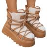 Botas de Nieve Cálidas Transfronterizas de Comercio Exterior 2025 Invierno Nuevas de Suela Gruesa Talla Grande Forradas de Felpa con Correa Cruzada Zapatos de Algodón del Noreste para Mujer