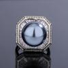 Anillo cuadrado elegante de 14 mm con incrustaciones de nácar Aubert y diamantes de Zhuang Shengsheng Jewelry, nuevo estilo, platino bañado en cobre